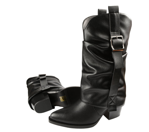 Cizme elegante, dama, EPICA, XS70001 negru, piele naturala, toc